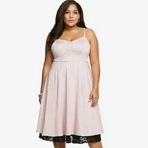 Torrid Black Pink Lace Polka Dot Retro Swing Dress Size 16